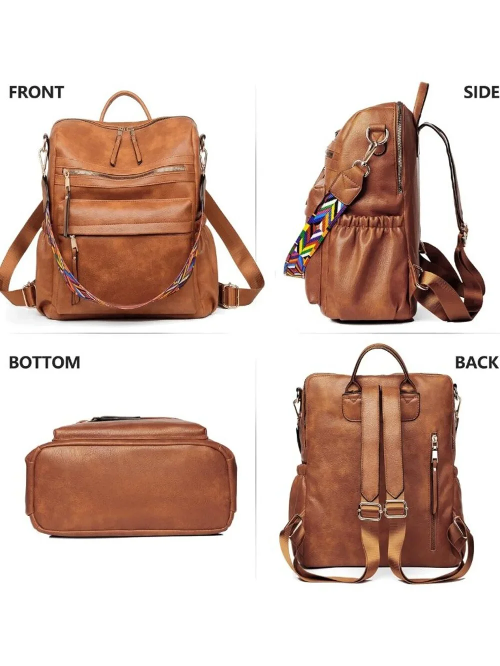 Stylish Leather Backpack Purse for Women | Travel Fashion Bag & Shoulder Tote